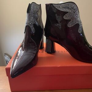 Elegant Black and Silver Women's Ankle Boots